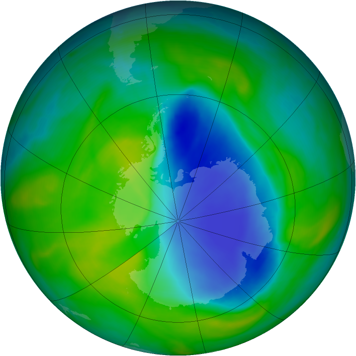 Antarctic ozone map for 06 December 2007